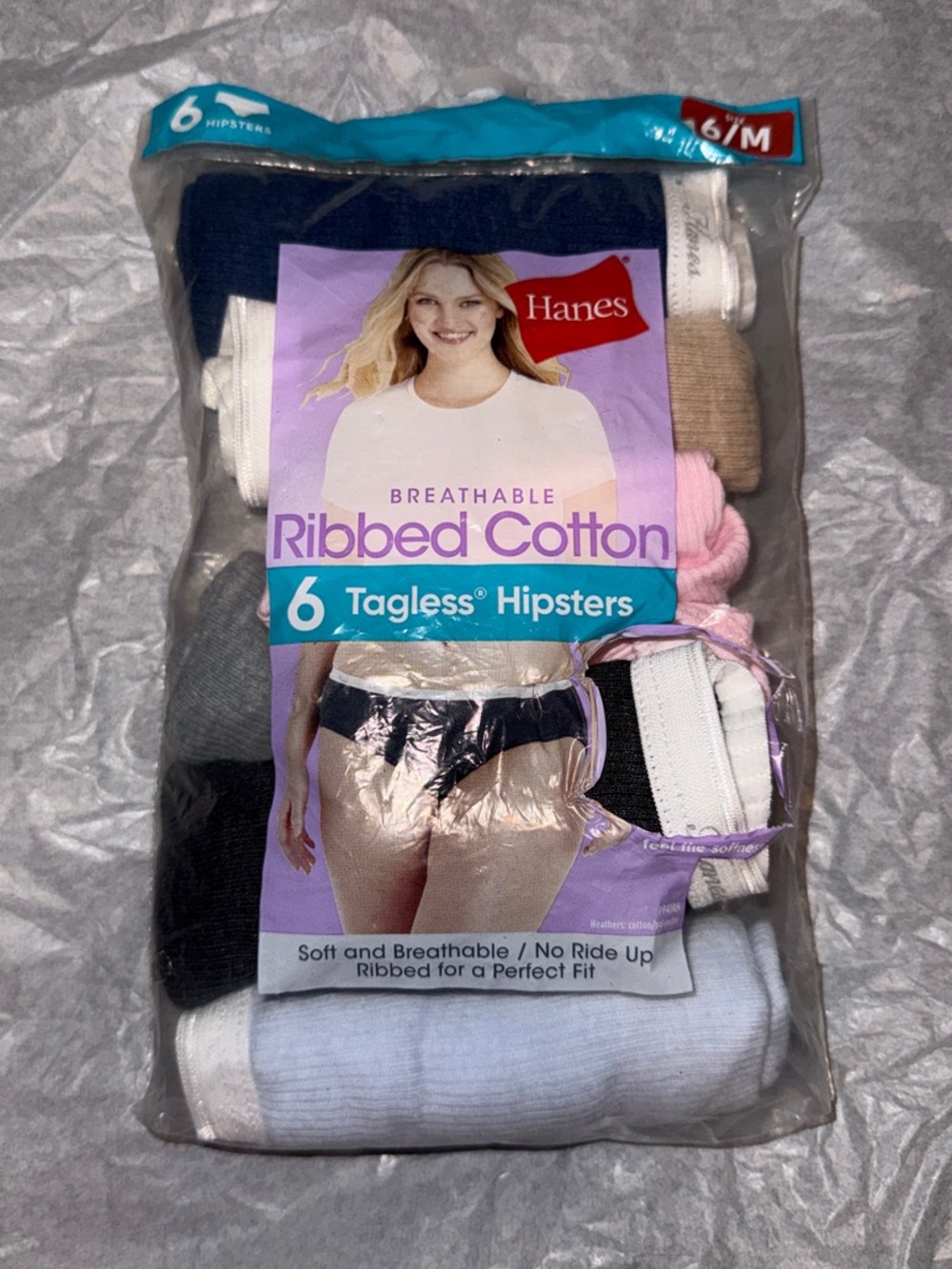 Hanes Ribbed Cotton Tagless Hipsters – 6 Pk